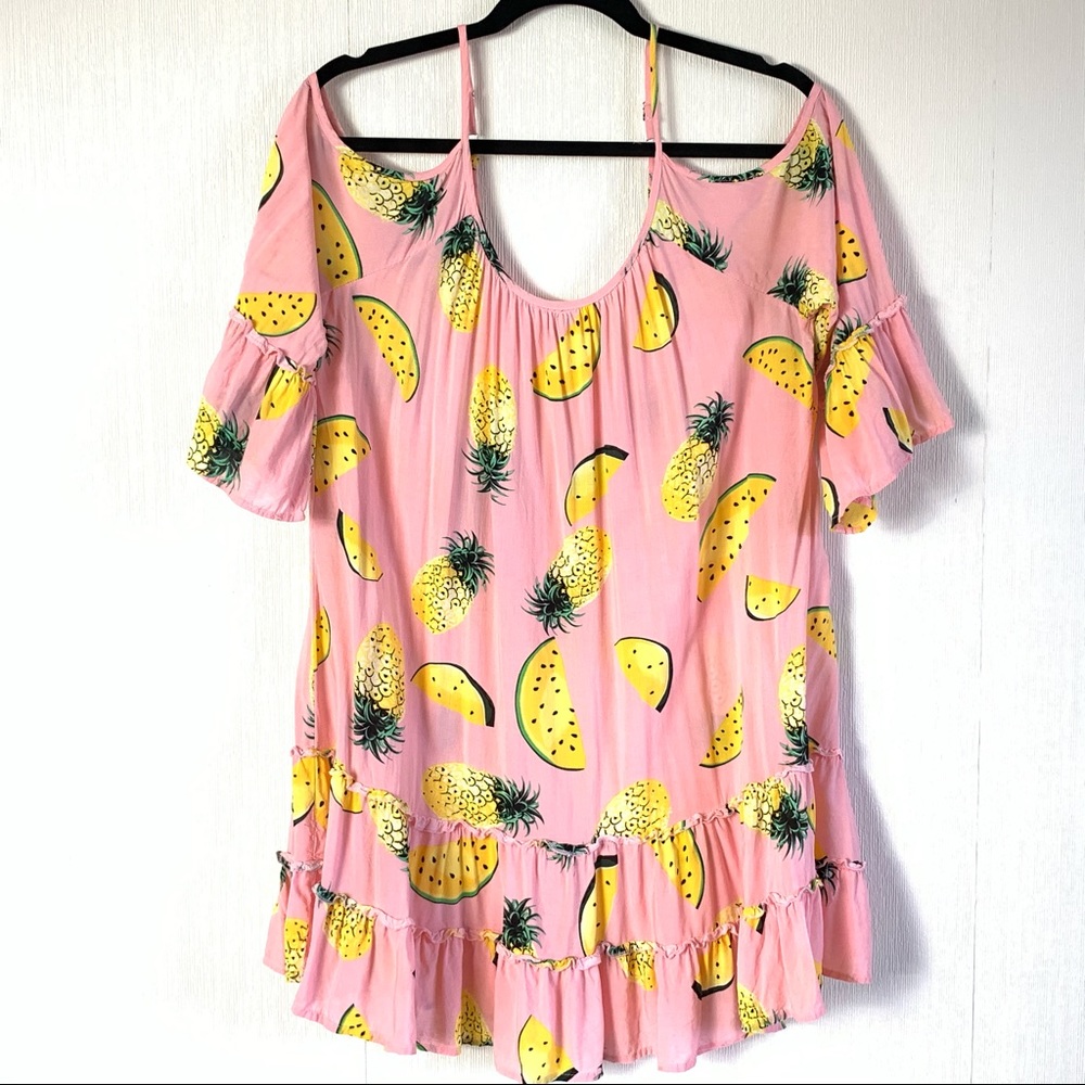 Solitaire Swim Pink Pineapple Lemon Cover-Up